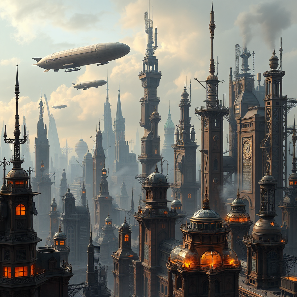 Futuristic city with strange technology